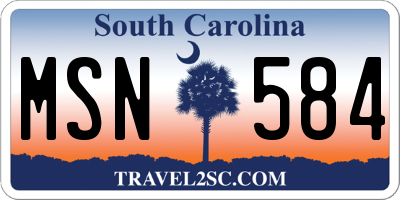 SC license plate MSN584