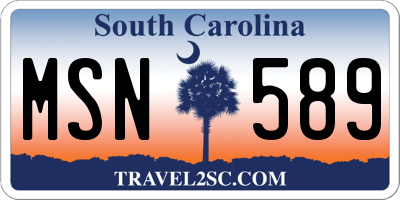 SC license plate MSN589