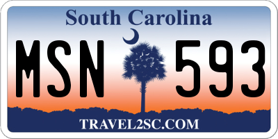 SC license plate MSN593