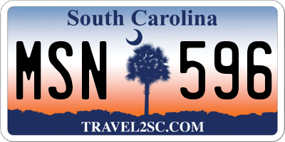 SC license plate MSN596