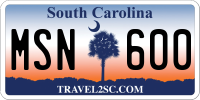 SC license plate MSN600