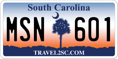 SC license plate MSN601