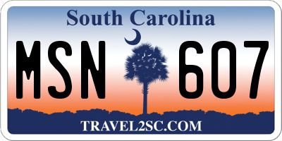 SC license plate MSN607