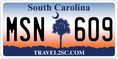 SC license plate MSN609