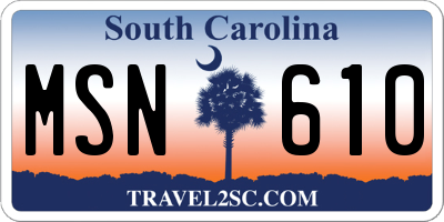 SC license plate MSN610