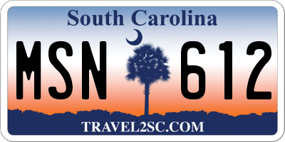 SC license plate MSN612