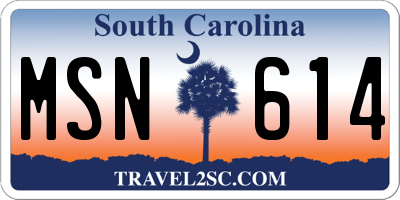 SC license plate MSN614