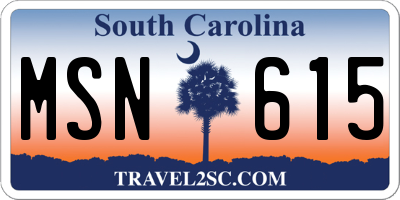 SC license plate MSN615