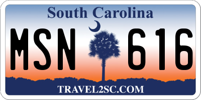 SC license plate MSN616