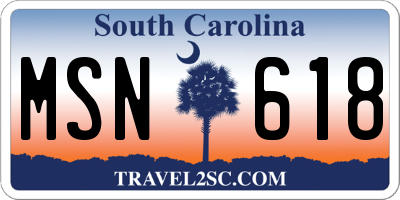 SC license plate MSN618