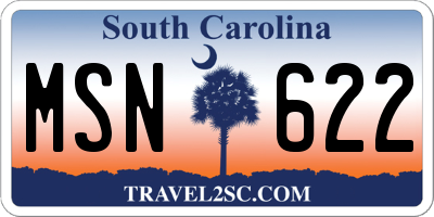 SC license plate MSN622