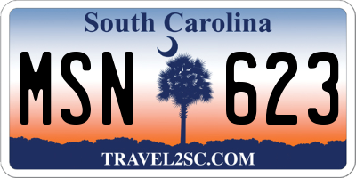 SC license plate MSN623