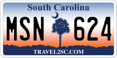 SC license plate MSN624