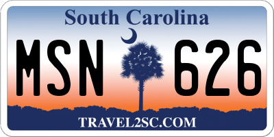 SC license plate MSN626