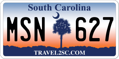 SC license plate MSN627