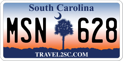 SC license plate MSN628