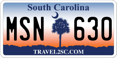 SC license plate MSN630