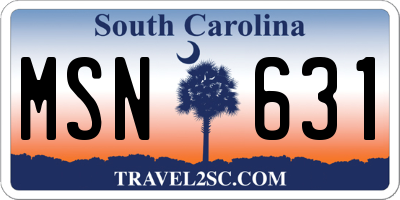 SC license plate MSN631