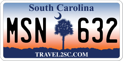 SC license plate MSN632