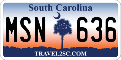 SC license plate MSN636