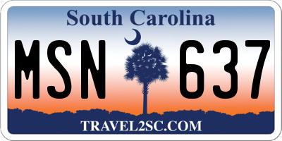 SC license plate MSN637