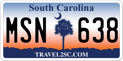 SC license plate MSN638