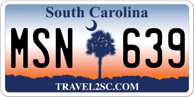 SC license plate MSN639
