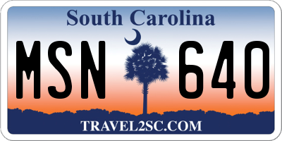 SC license plate MSN640