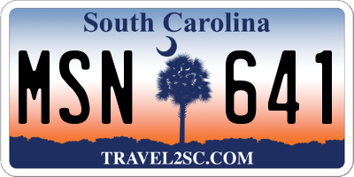 SC license plate MSN641