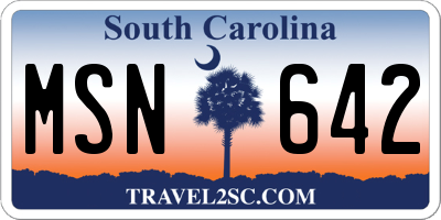 SC license plate MSN642