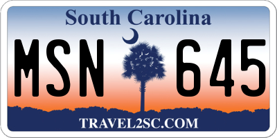 SC license plate MSN645