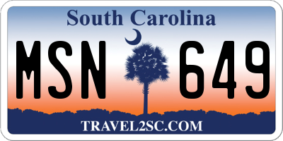 SC license plate MSN649