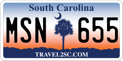 SC license plate MSN655