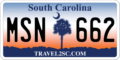 SC license plate MSN662