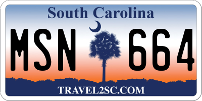 SC license plate MSN664