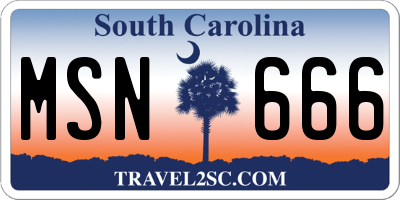 SC license plate MSN666