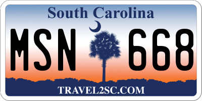 SC license plate MSN668