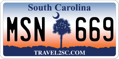 SC license plate MSN669