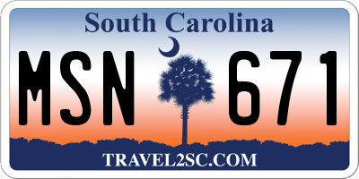 SC license plate MSN671