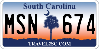 SC license plate MSN674