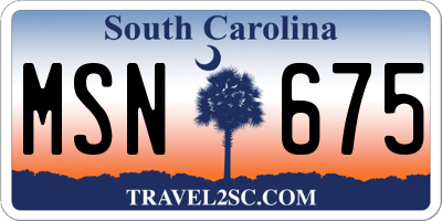 SC license plate MSN675
