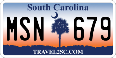 SC license plate MSN679