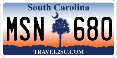 SC license plate MSN680