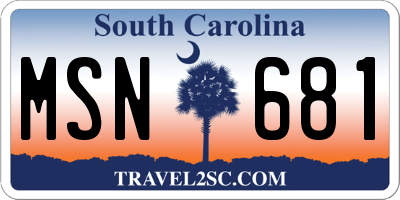 SC license plate MSN681
