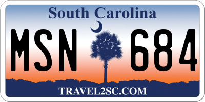 SC license plate MSN684