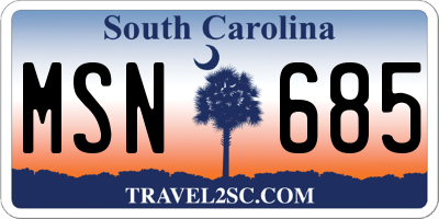 SC license plate MSN685