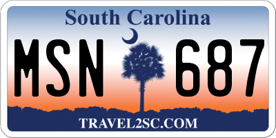 SC license plate MSN687