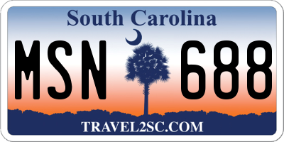 SC license plate MSN688