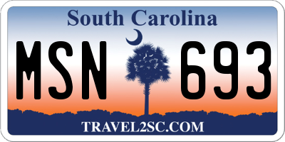 SC license plate MSN693