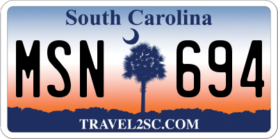 SC license plate MSN694